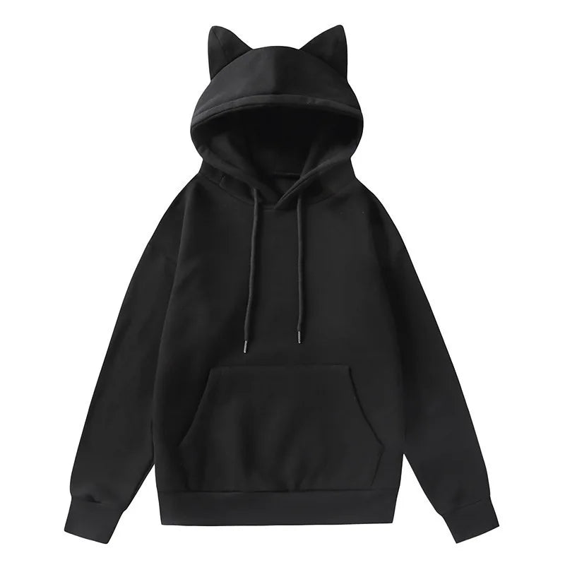 Unisex Cat's ears hooded fleece sweater