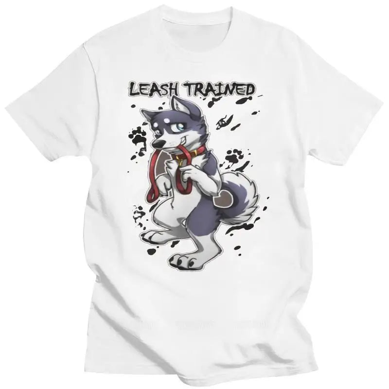 Unisex T shirt Funny Leash Trained - Husky  Printed T-Shirt