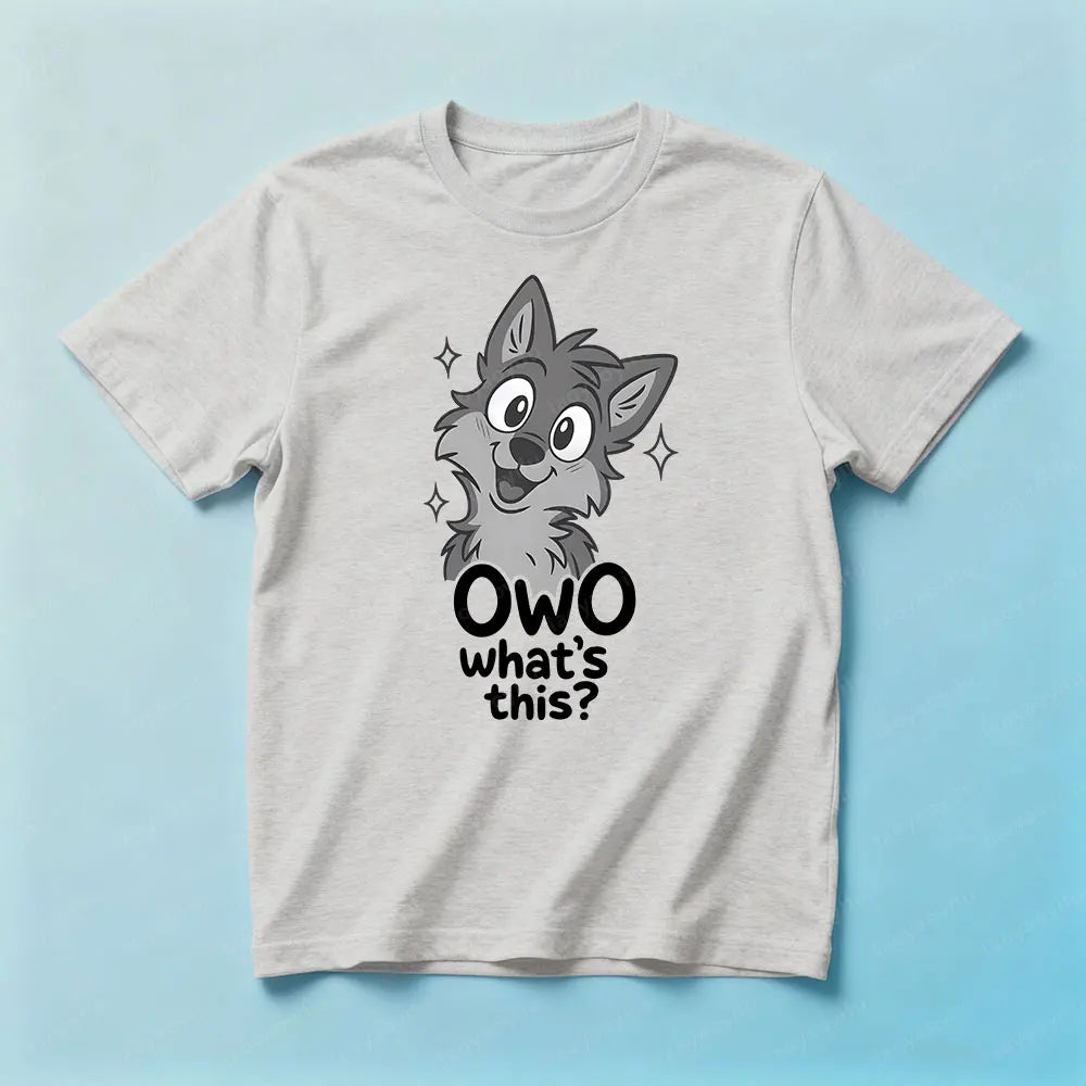 "OwO What's This ?" Cute Unisex Furry Wolf Printed Tshirt