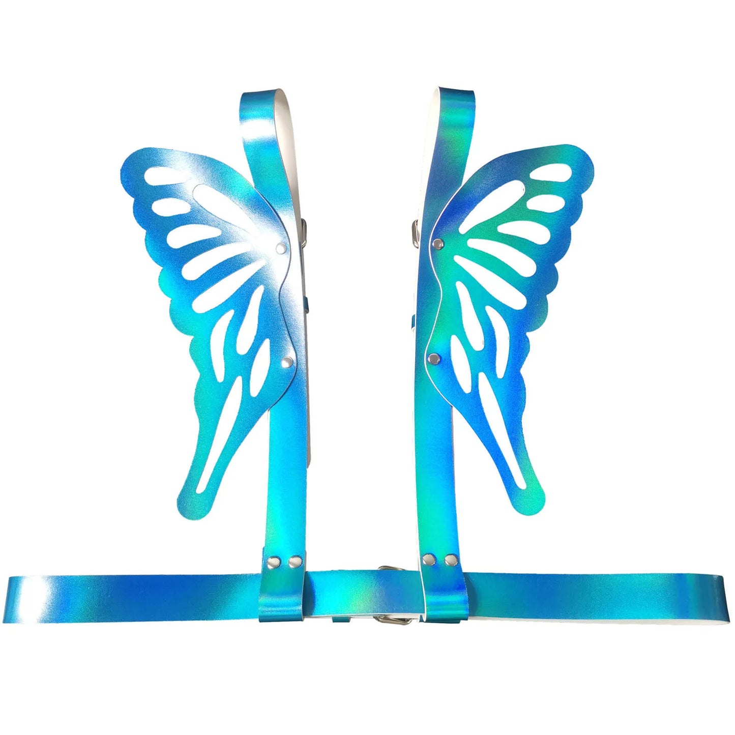 New PU leather Angel Butterfly Wings strap laser colorful reflective body belt shoulder strap