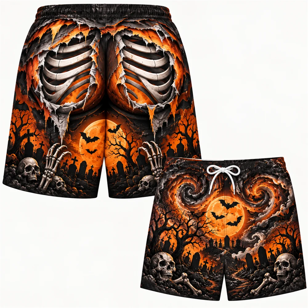 Funny Halloween Fake Buttocks Board Shorts For Men