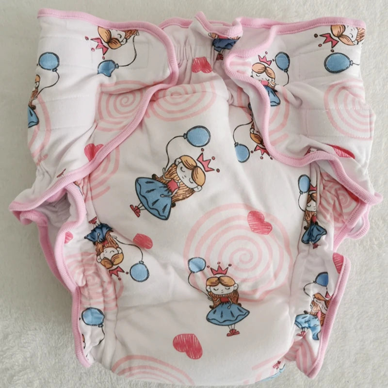 Adult Baby Cartoon Print Panties With Padding Inside