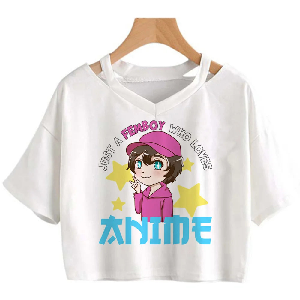 Femboy 90s vintage aesthetic crop top streetwear  2000s aesthetic tshirt