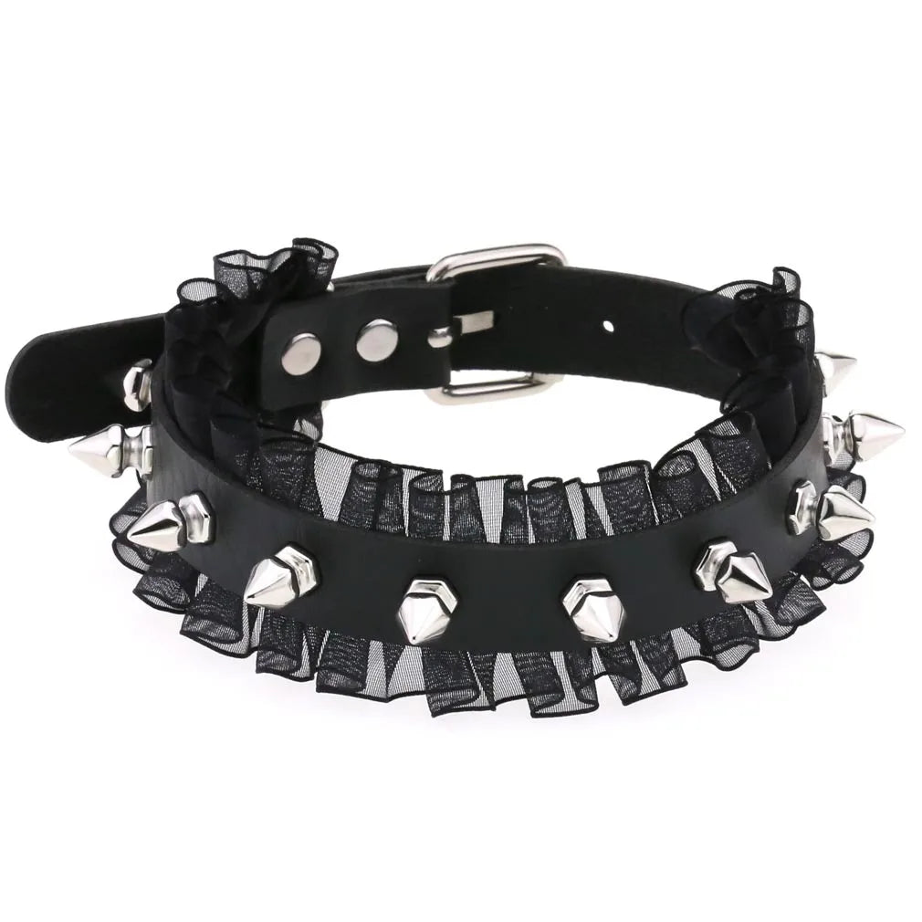 Gothic PU Leather Tassel Chain Choker Collars