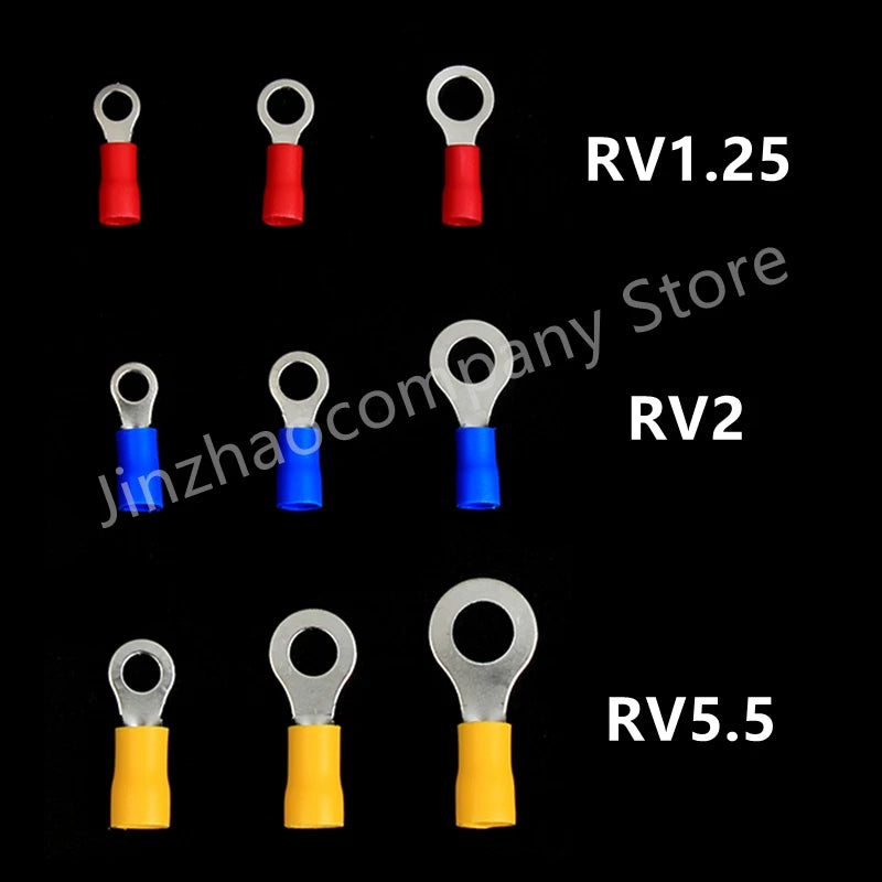 10/50/100Pcs Insulated Ring Terminal Crimp Connector Ring Cable Wire Connectors Cord Pin End Butt Terminals RV1.25 RV2 RV5.5