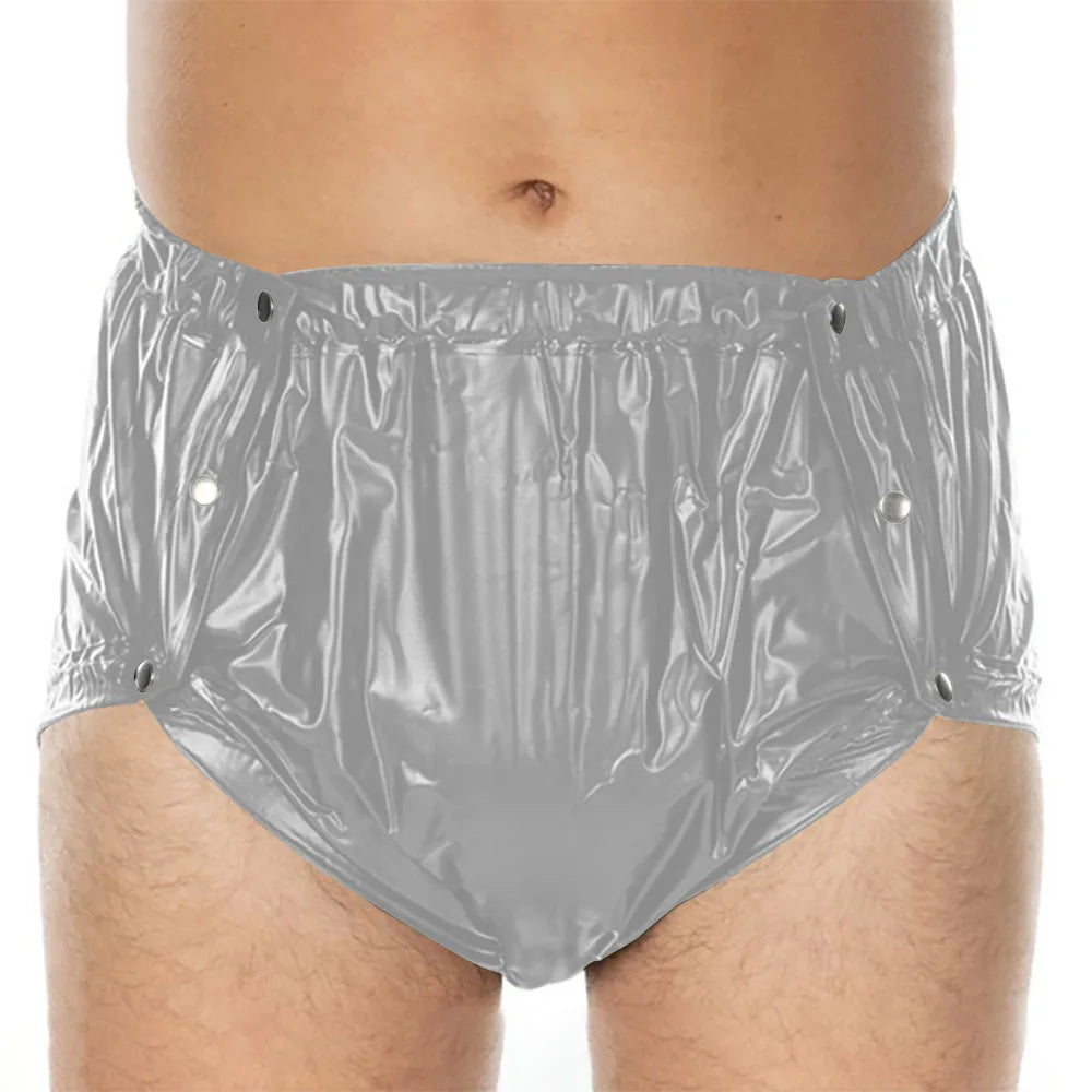Unisex PVC Shiny Wetlook Button-up Sissy Knicker Nappy Covers for ABDL