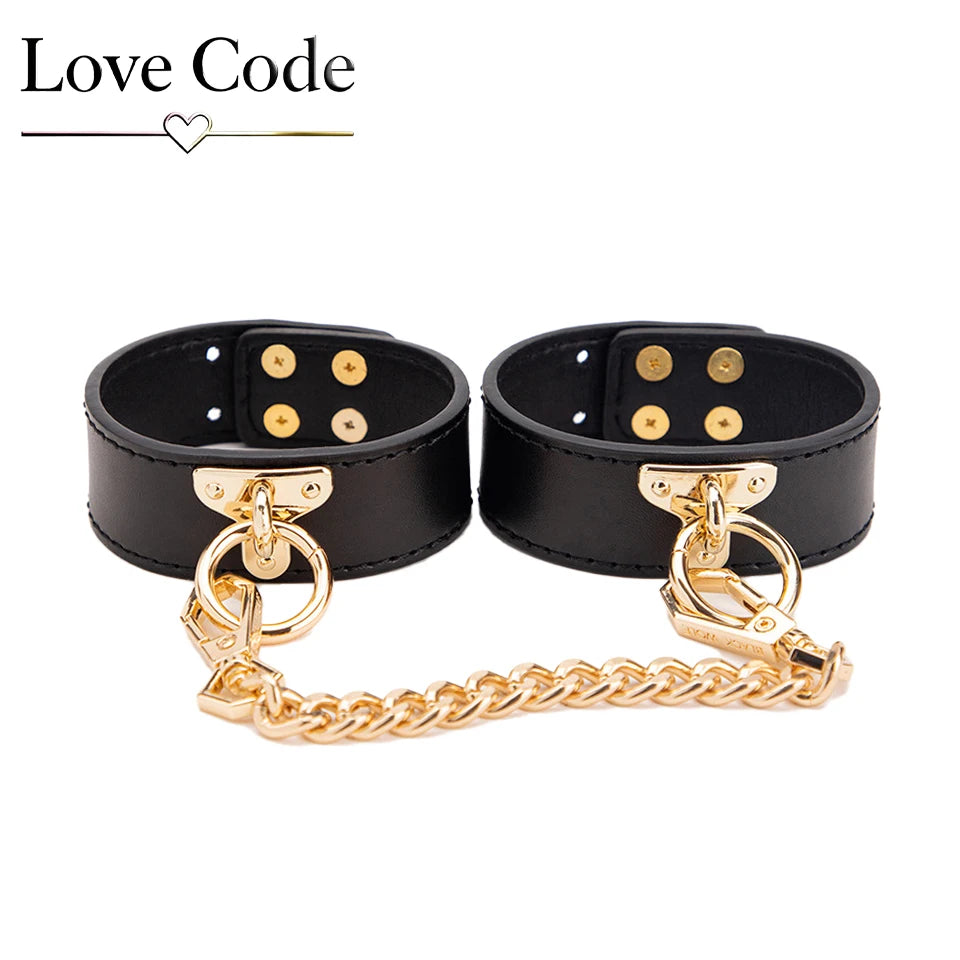 Genuine Leather BDSM Bondage Kits Sex Toys for Couples Handcuff Ankle Cuffs Collar Gag Hogtie Restraints SM Set Adult Love Games