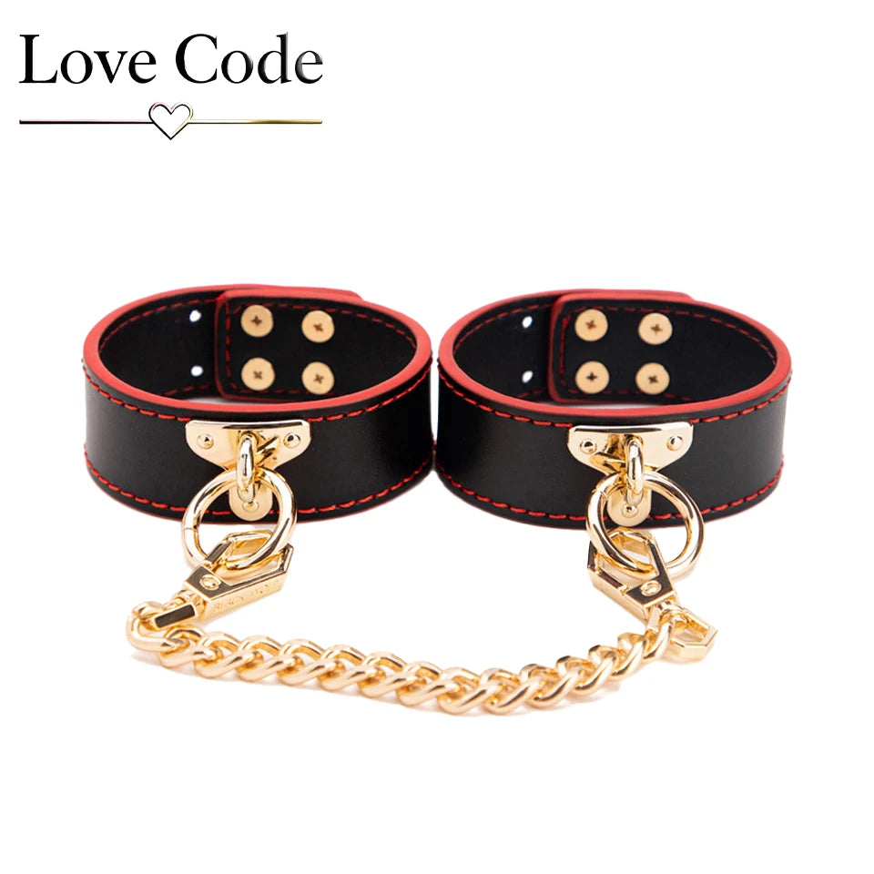 Genuine Leather BDSM Bondage Kits Sex Toys for Couples Handcuff Ankle Cuffs Collar Gag Hogtie Restraints SM Set Adult Love Games