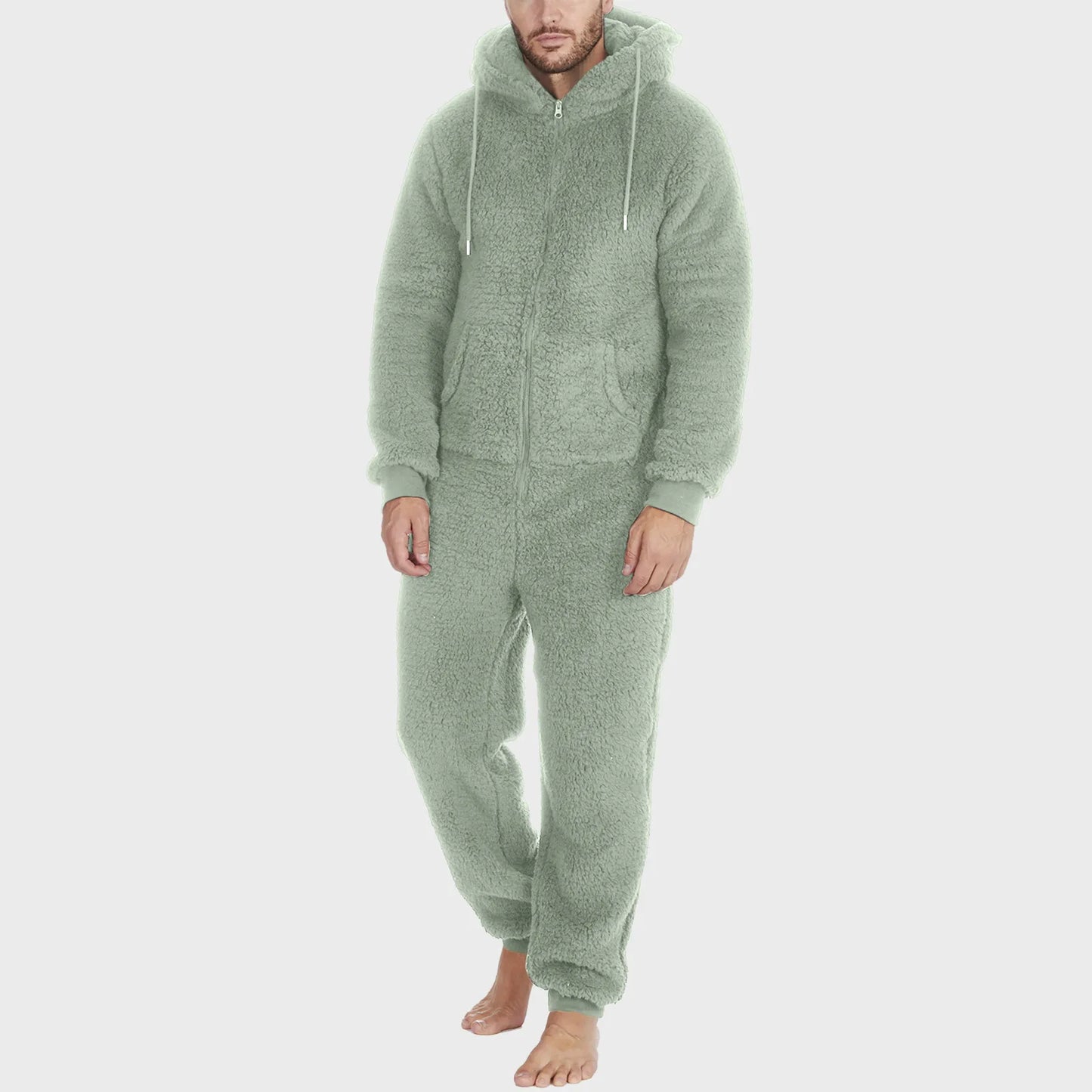 Zipper Warm Plush Jumpsuit Onesie Adult Sleepwear