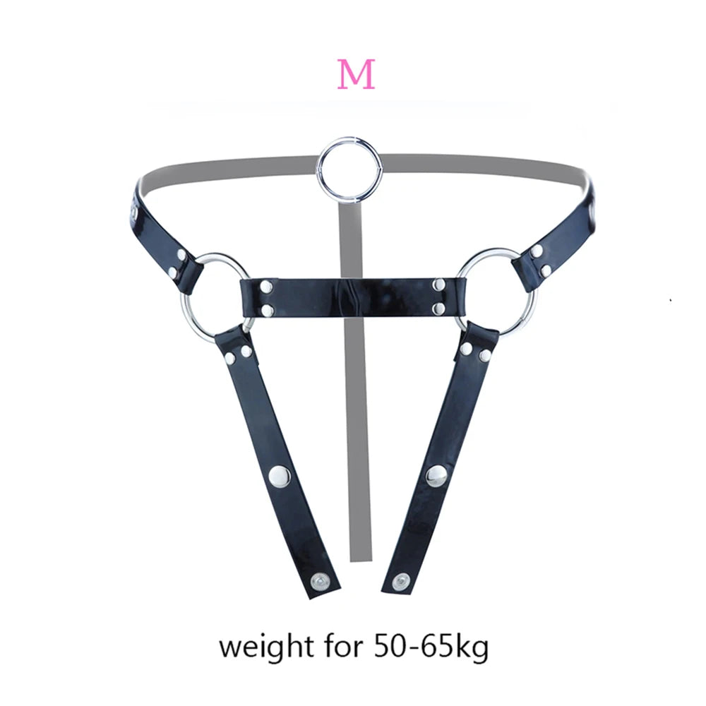 PU Leather Chastity Belt For Metal Cage Harness Belt