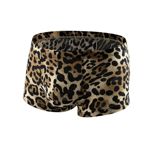 Men's Leopard Pattern Low Waist Soft Boxershorts