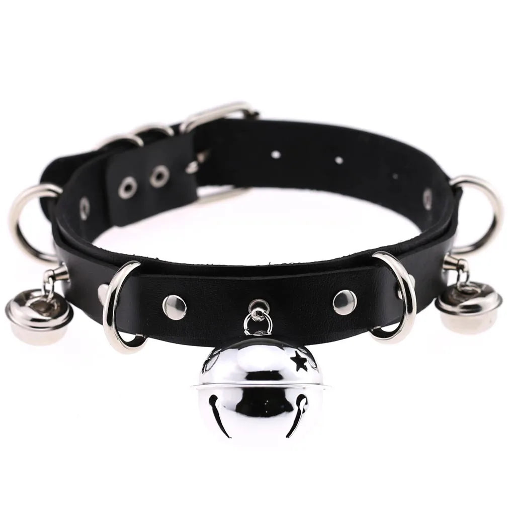 Gothic PU Leather Tassel Chain Choker Collars