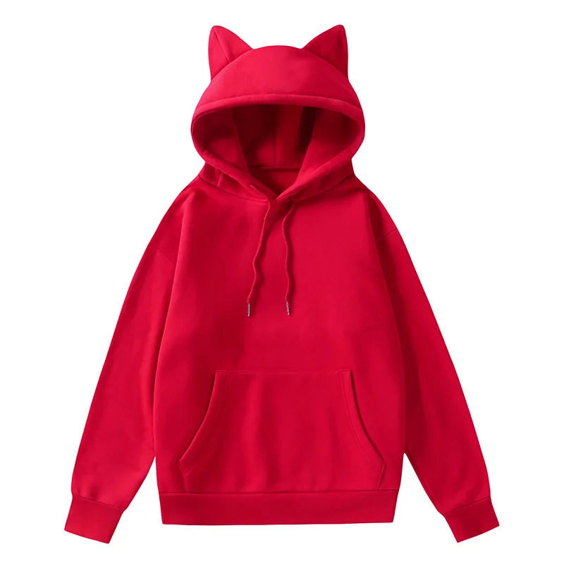 Unisex Cat's ears hooded fleece sweater