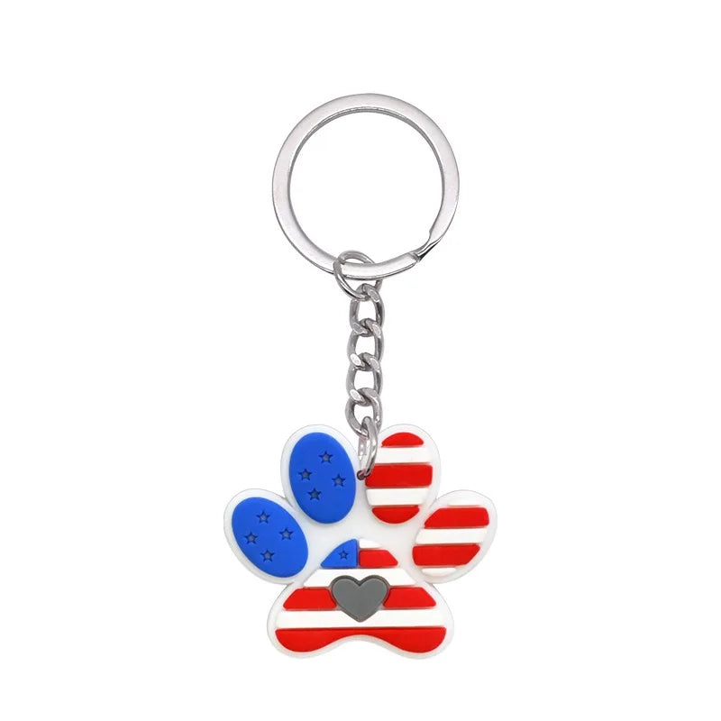1-21Pcs Lovely Dog Paw PVC Keychain Backpack Charm Pendant