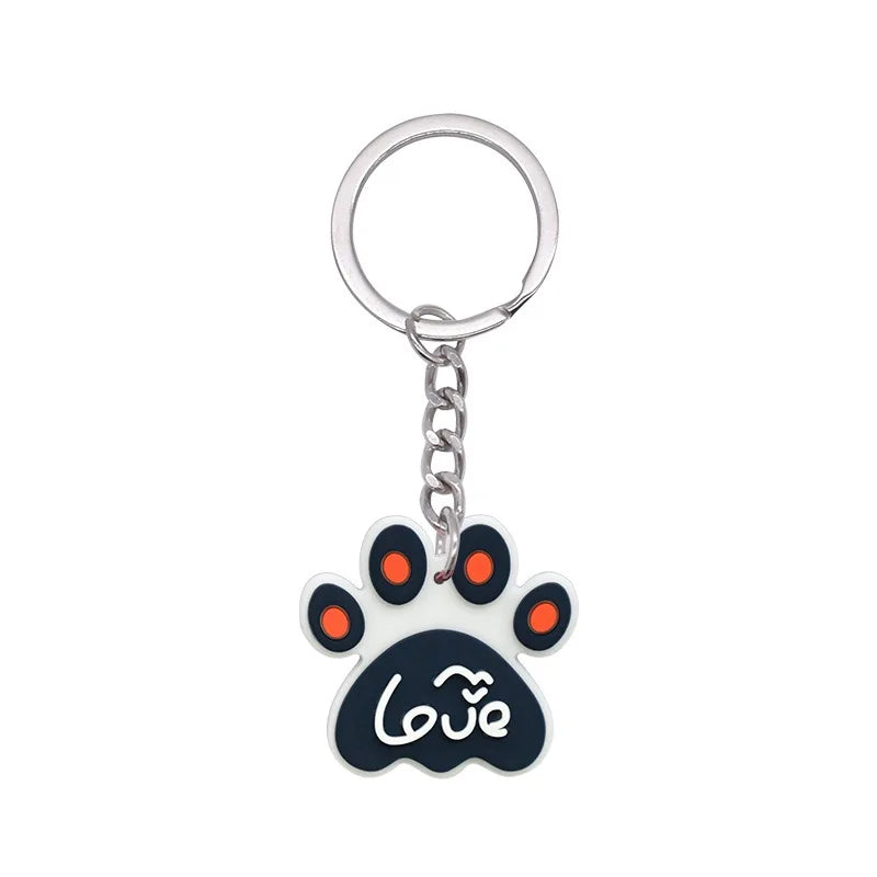 1-21Pcs Lovely Dog Paw PVC Keychain Backpack Charm Pendant