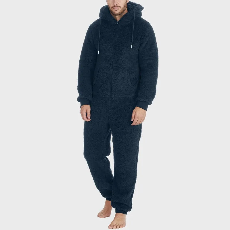 Zipper Warm Plush Jumpsuit Onesie Adult Sleepwear