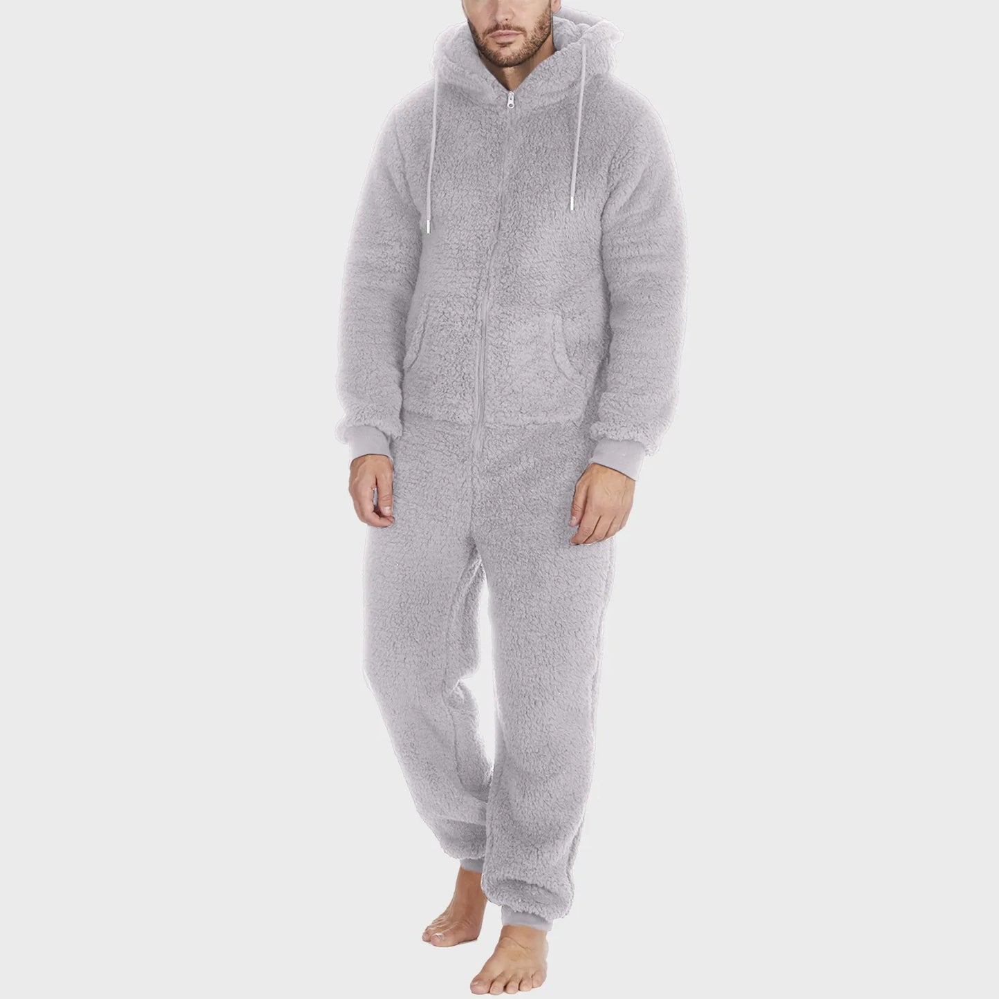 Zipper Warm Plush Jumpsuit Onesie Adult Sleepwear