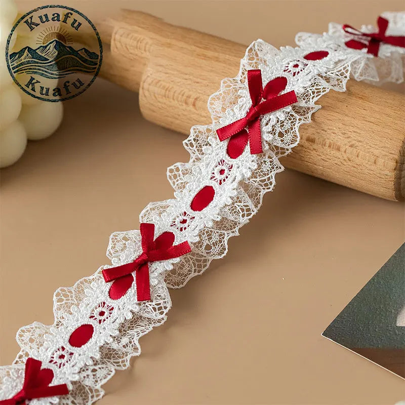 1 Yard Lace Trim Pleated Fabric Ruffle Ribbon Edge