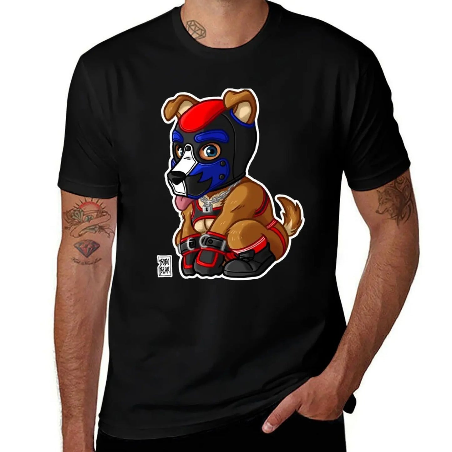 PLAYFUL PUPPY - BLUE RED MASK - BEARZOO SERIES T-Shirt up to 6XL