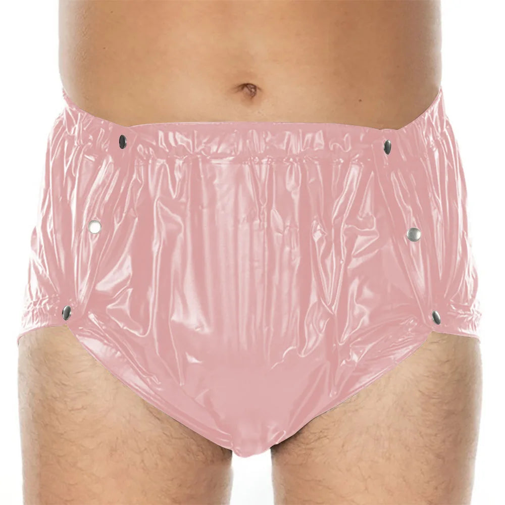 Unisex PVC Shiny Wetlook Button-up Sissy Knicker Nappy Covers for ABDL