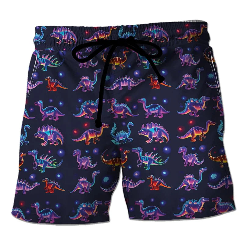 Funny 3D Printing Dinosaur Beach Shorts