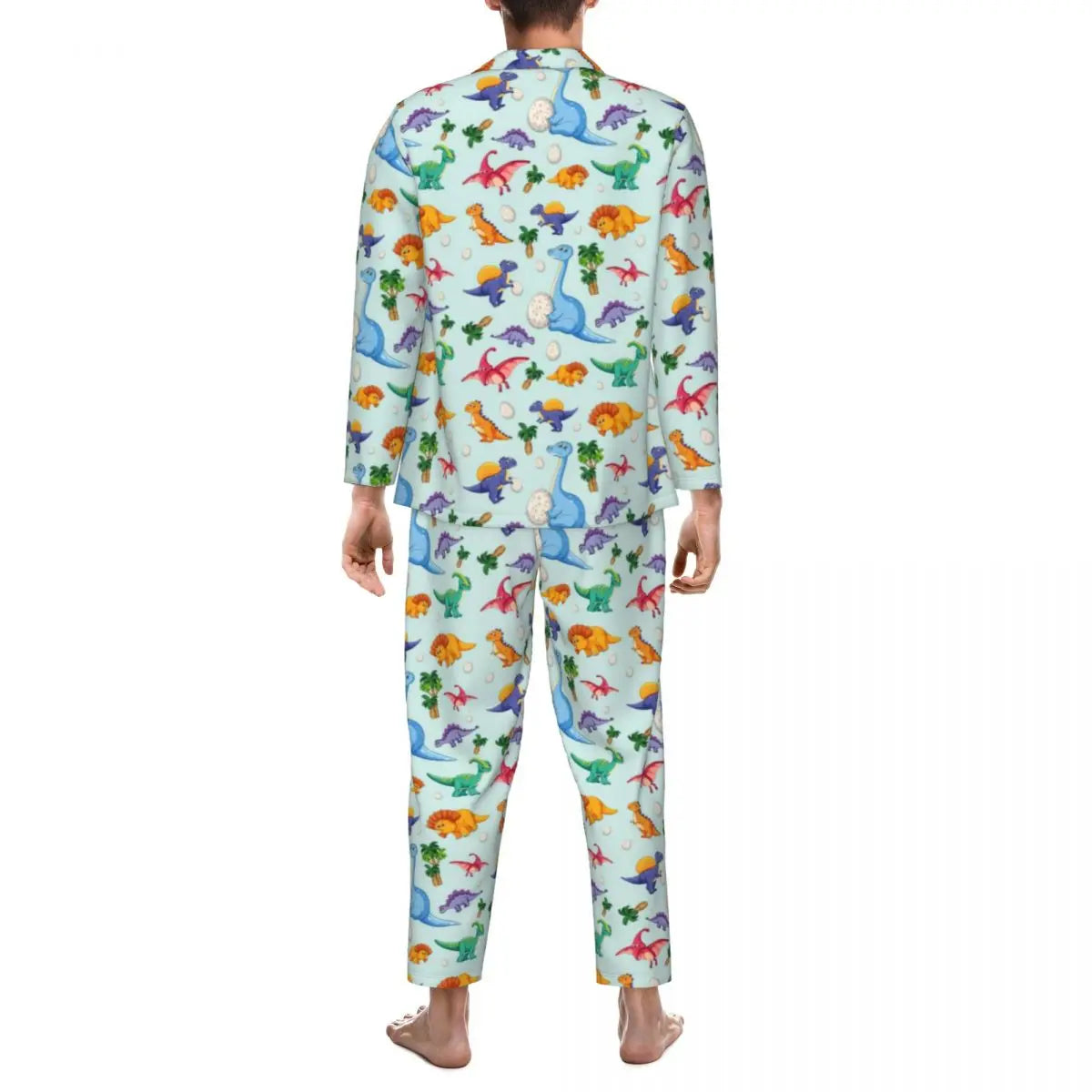 Colorful Cute Dinosaurs Pajamas Unisex Cartoon Dinos Jungle 2 Pieces