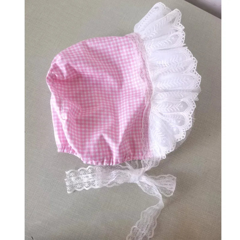 Adult ABDL Cute Ruffle Cap Pink White Frilly Lace Trim