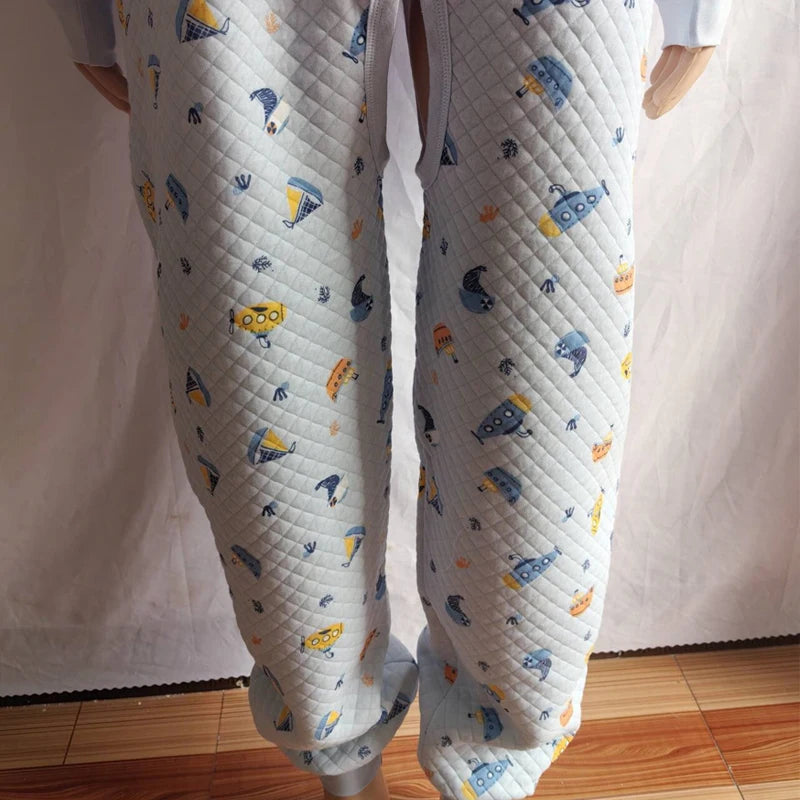 Adult Jumpsuit Plus Size Thicken Cotton Cute Cartoon Print Open Crotch ABDL Bodysuit Autumn Winter Warm DDLG Onesie Pajamas