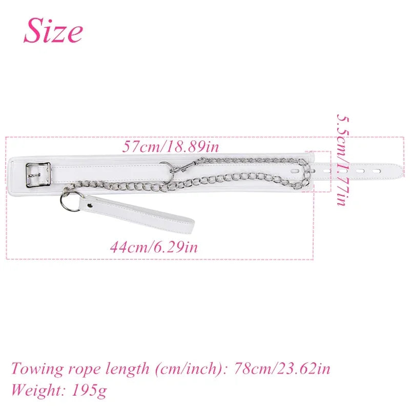 Sponge Metal Chain Handcuffs Ankle Cuff Collar Bondage Toy Kit