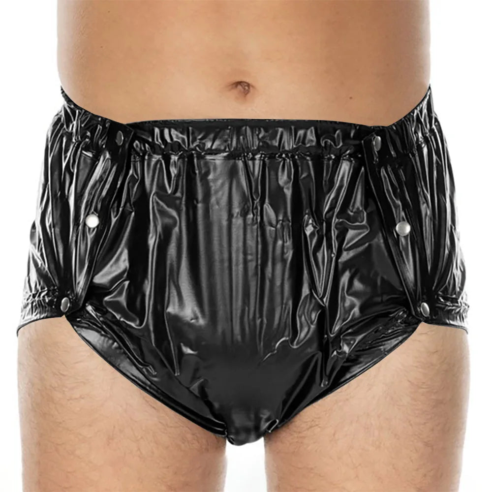 Unisex PVC Shiny Wetlook Button-up Sissy Knicker Nappy Covers for ABDL