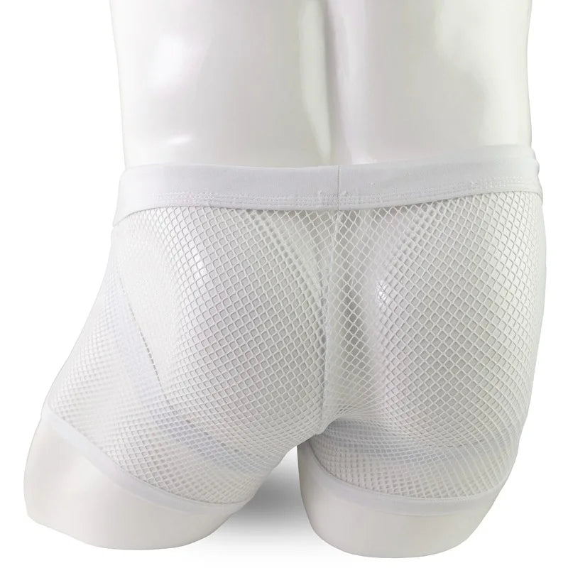 Mens Boxers Shorts Transparent Mesh Breathable Pouch Underpants