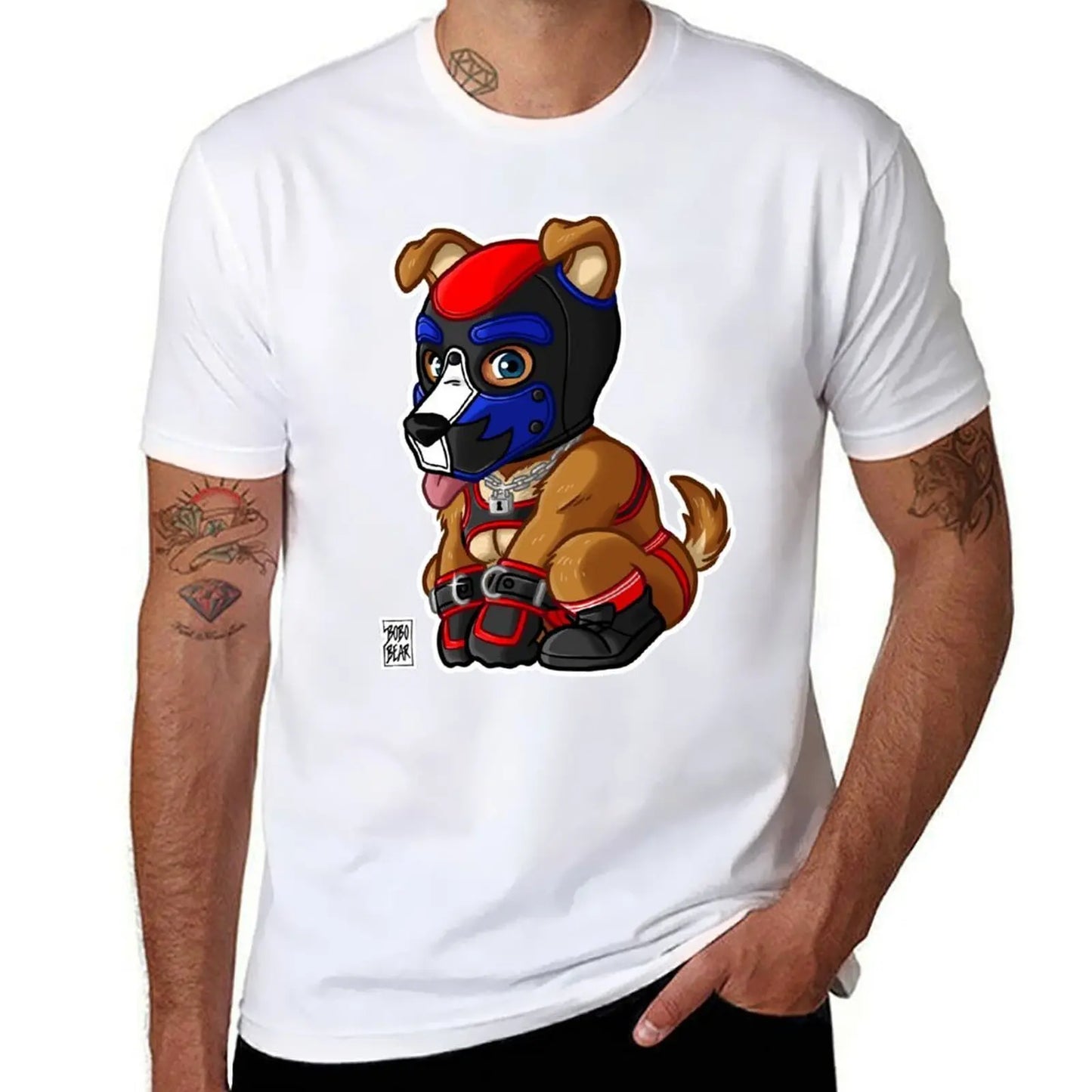 PLAYFUL PUPPY - BLUE RED MASK - BEARZOO SERIES T-Shirt up to 6XL