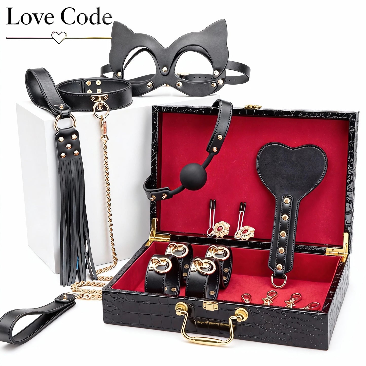 Genuine Leather BDSM Bondage Kits Sex Toys for Couples Handcuff Ankle Cuffs Collar Gag Hogtie Restraints SM Set Adult Love Games