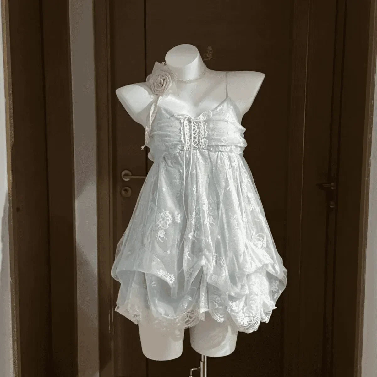 Vintage Women Sets Elegant Ruffle Lace Chiffon Design Mini Skirt  Fashion Outfit