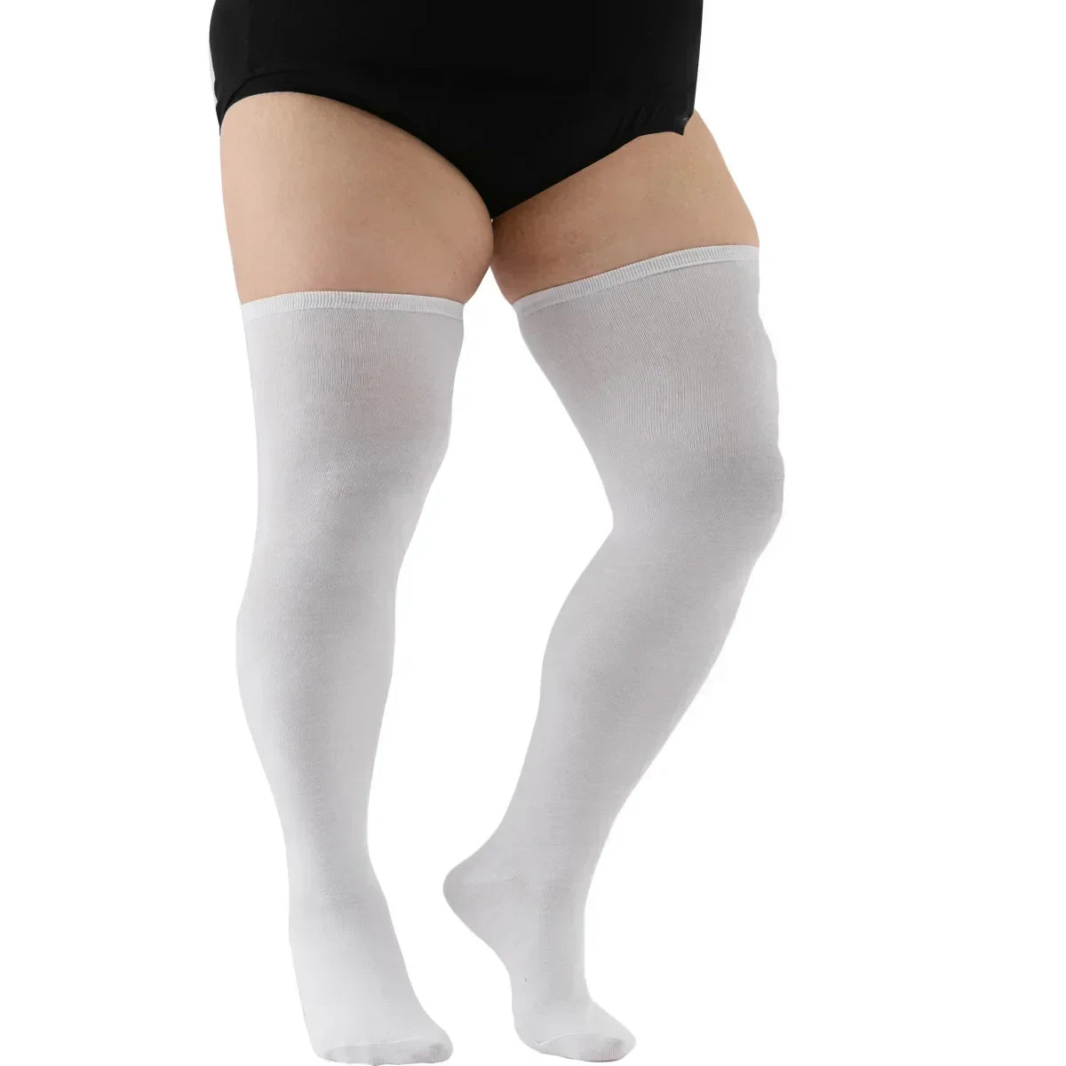 Black White Striped Long Socks Plus Size Elastic Over Knee Thigh High Stockings Autumn Winter Leg Warmers for Oversized Women XL