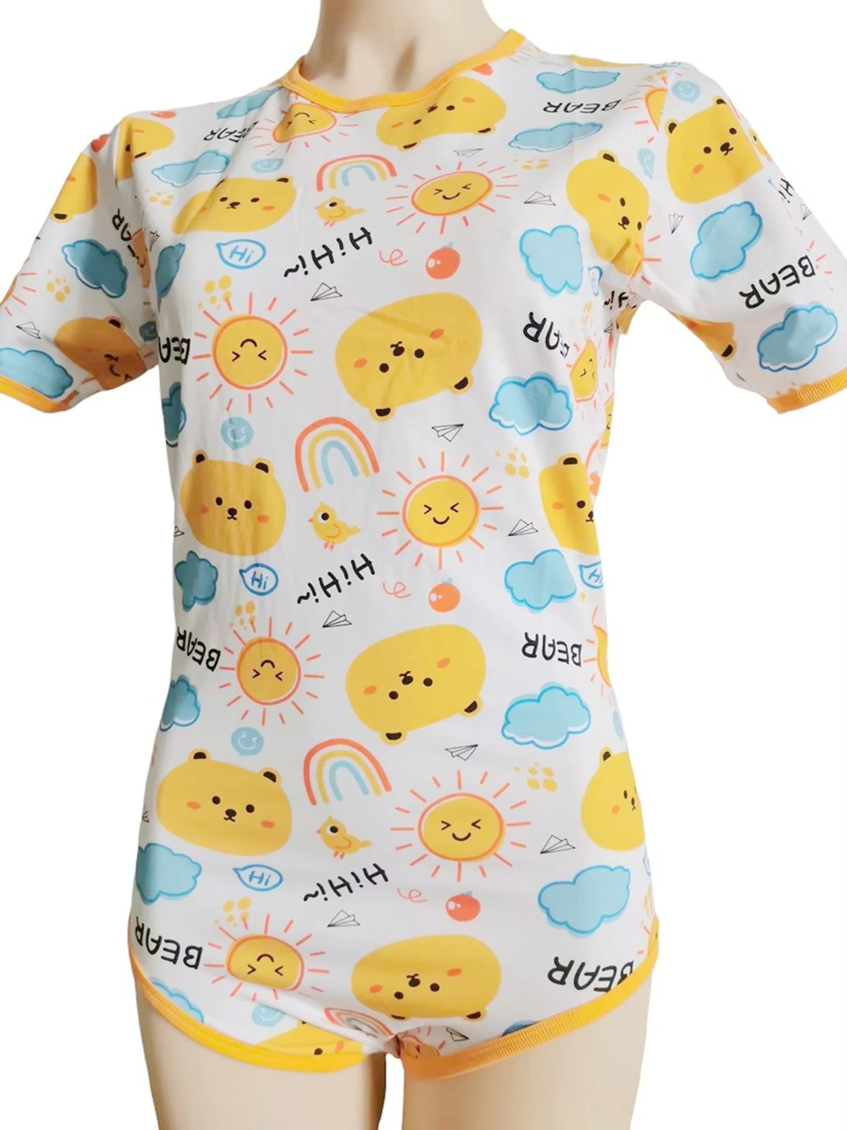 Sun bear printing bodysuit/adult onesie/abdl clothes