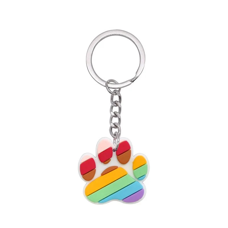1-21Pcs Lovely Dog Paw PVC Keychain Backpack Charm Pendant
