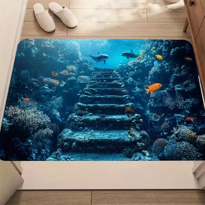 Soft Door Animal Patterns Anti Slip Floor Mat Home Bathroom Door Mat Living Room Bedroom Front Decoration Mat Door Decoration