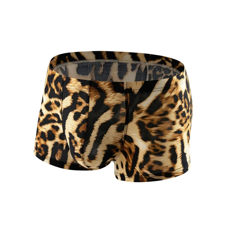 Men's Leopard Pattern Low Waist Soft Boxershorts