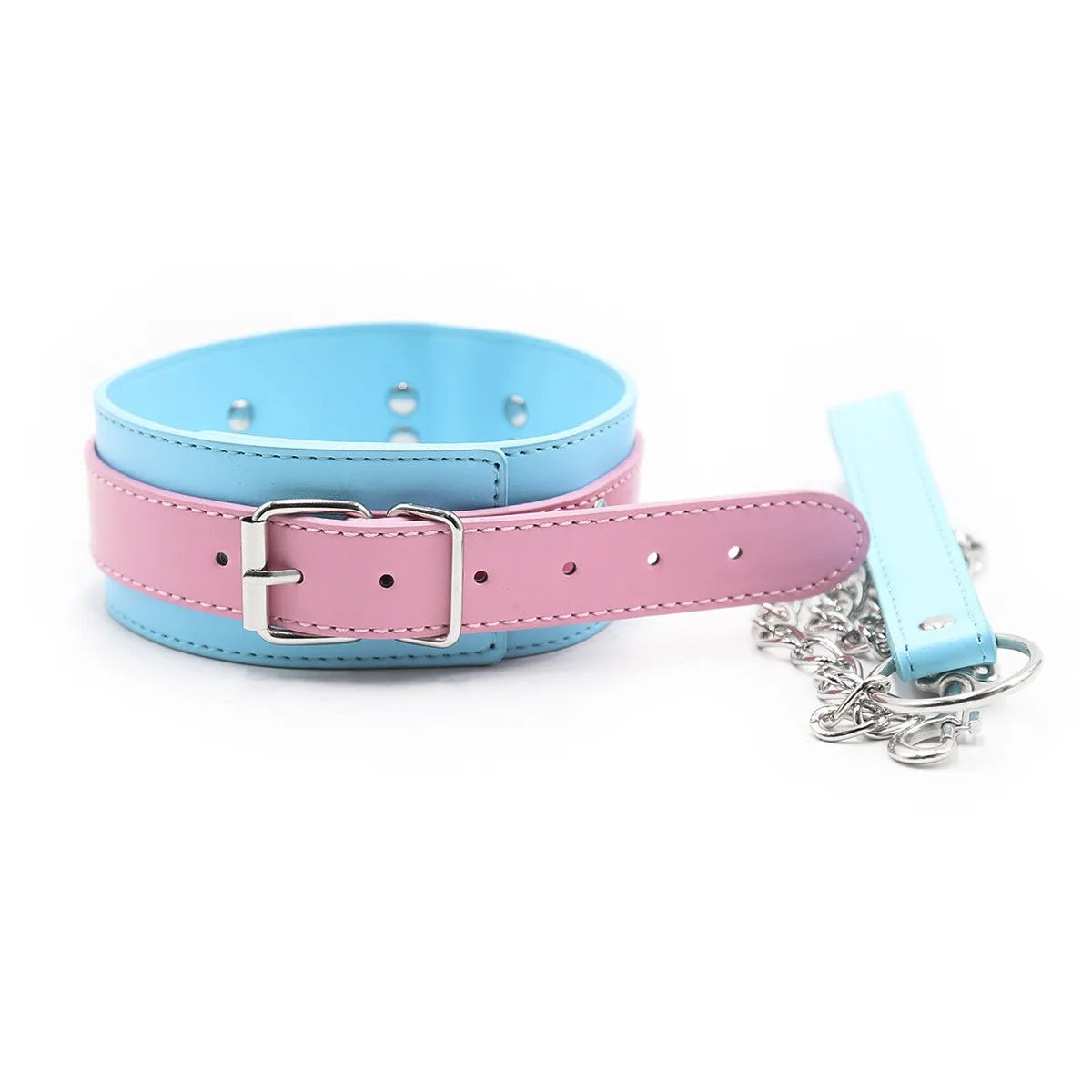 Adjustable PU Leather Collar, Hand cuffs and Ankle Cuffs Bondage Set