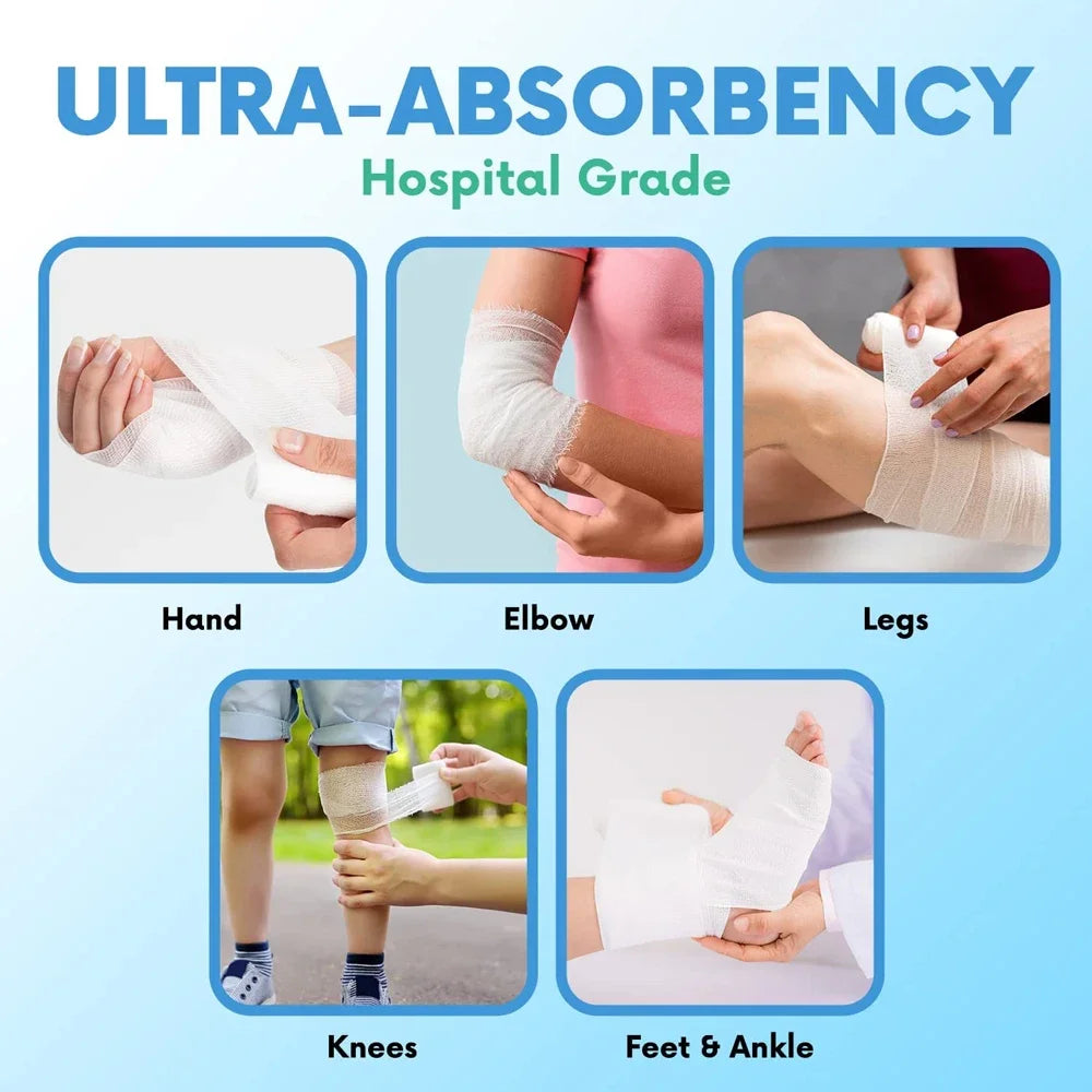 Breathable Gauze Bandage Rolls–4 Rolls- Premium First Aid Supplies