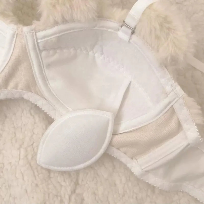 White & Brown Bear Plush Lingerie  Set