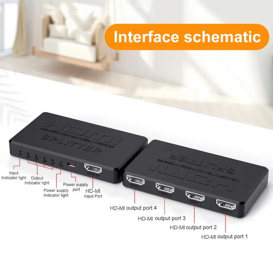 4K 2K HDMI Splitter 1 in 4 out 4x1 HDMI Switch HDMI-compatible Adapter