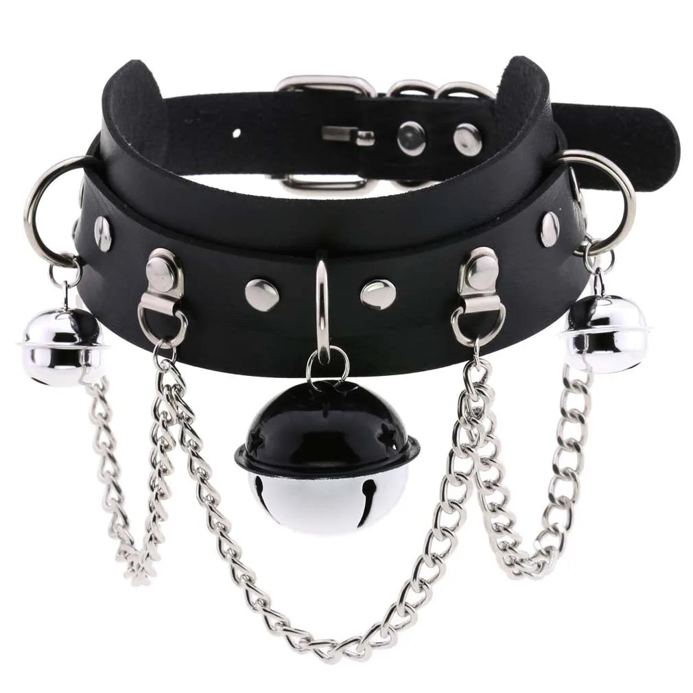 Gothic PU Leather Tassel Chain Choker Collars