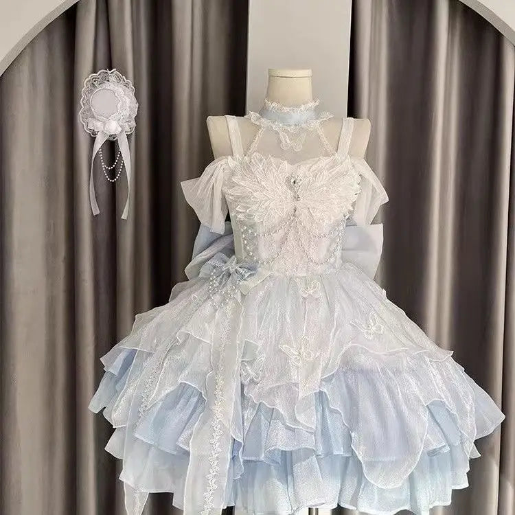 Kawaii Lolita Dress Sweet Bow Design Off Shoulder