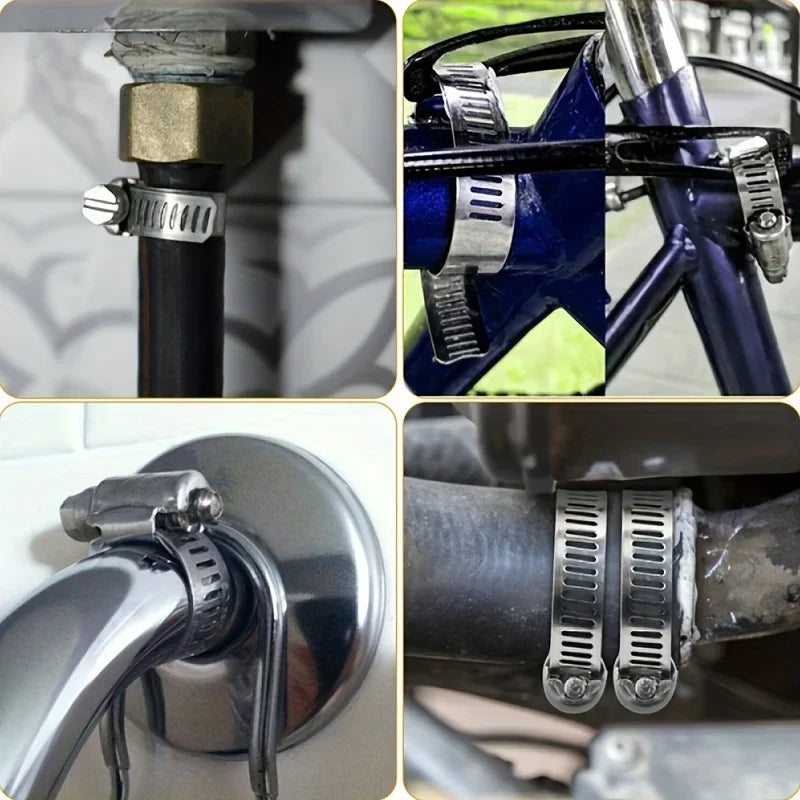 Hose Clamps Set Stainless Steel Adjustable Worm Gear Clamp Assorted Sizes