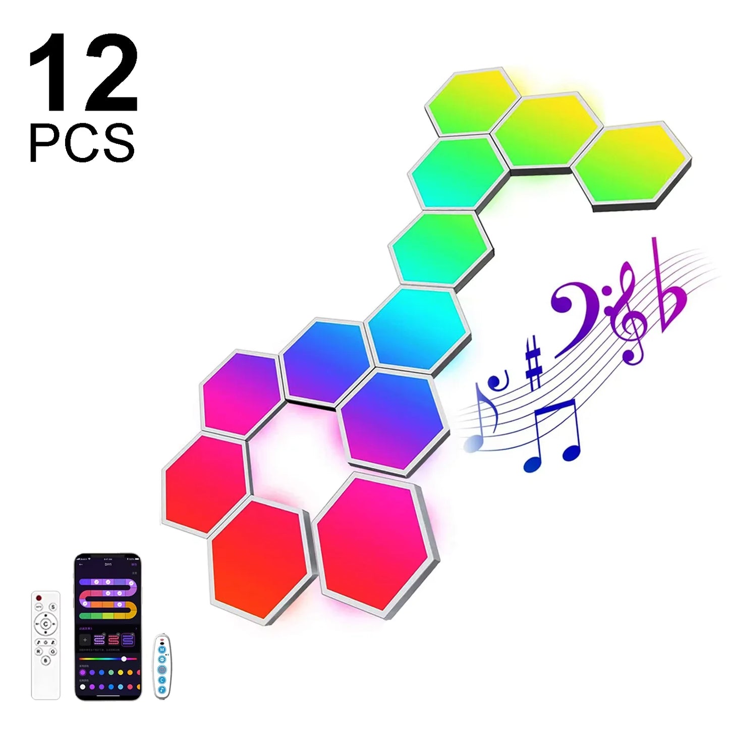 8/12/20 PCS Smart Hexagon Wall Light Colour Changing Ambient Hexagonal Lights