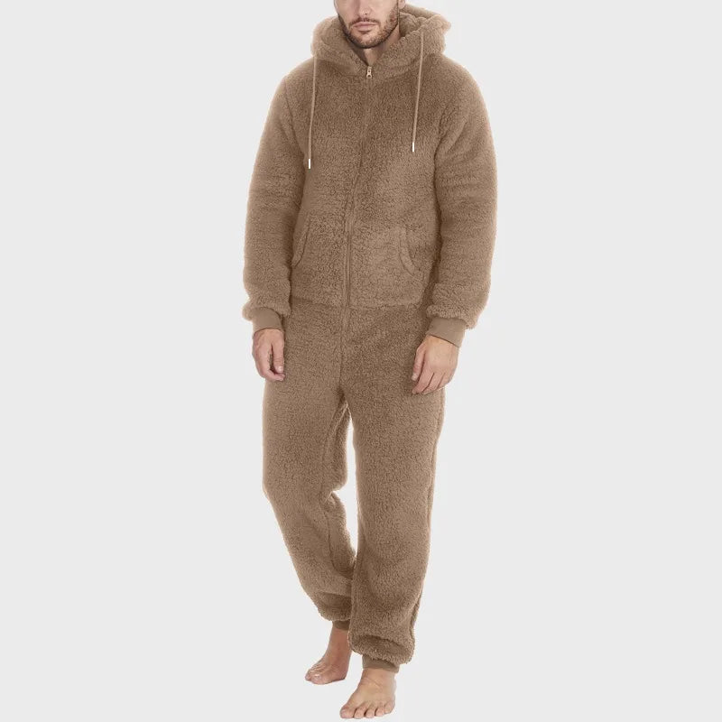 Zipper Warm Plush Jumpsuit Onesie Adult Sleepwear