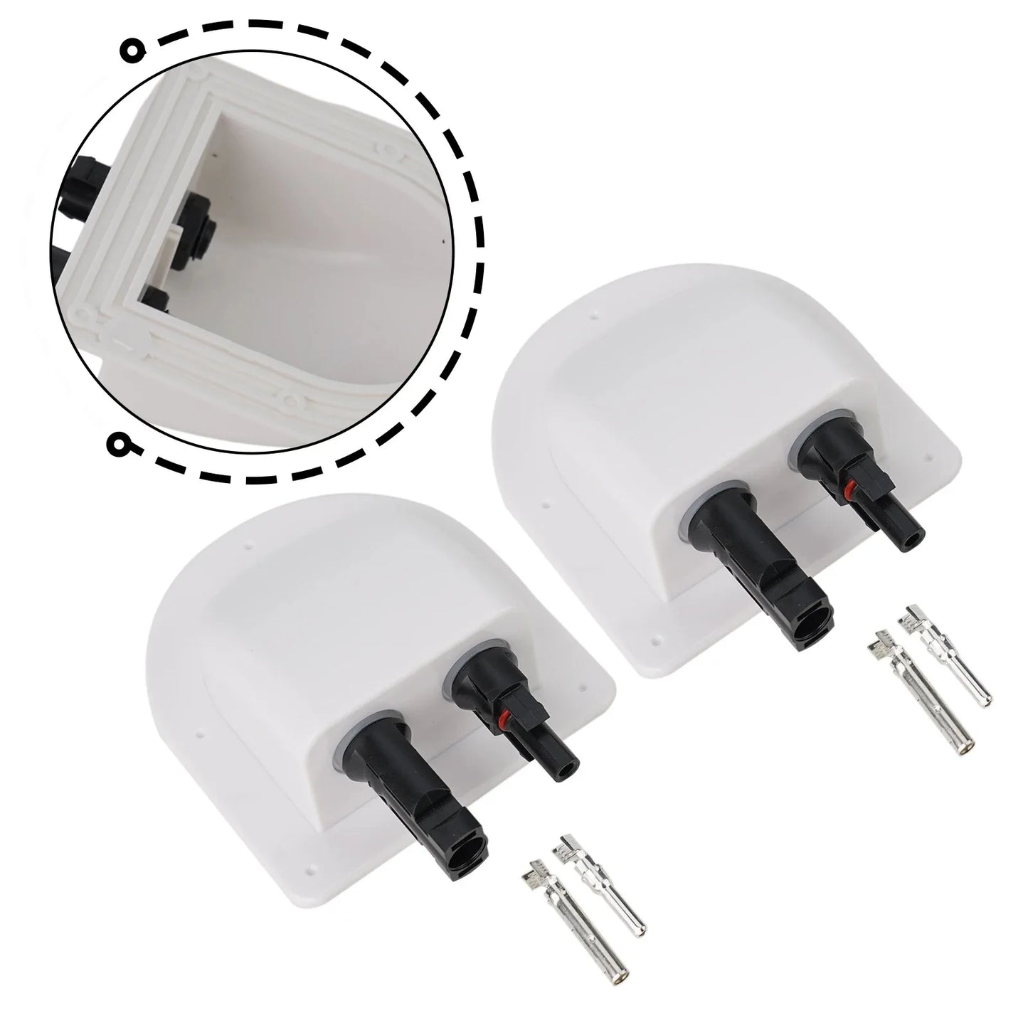 Waterproof Car Junction Box Solar Panel Cable Entry Gland Sealing Box Double Hole Curved Connector for RV Caravan Motorhome Boat