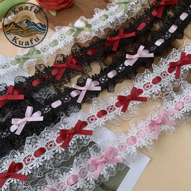 1 Yard Lace Trim Pleated Fabric Ruffle Ribbon Edge